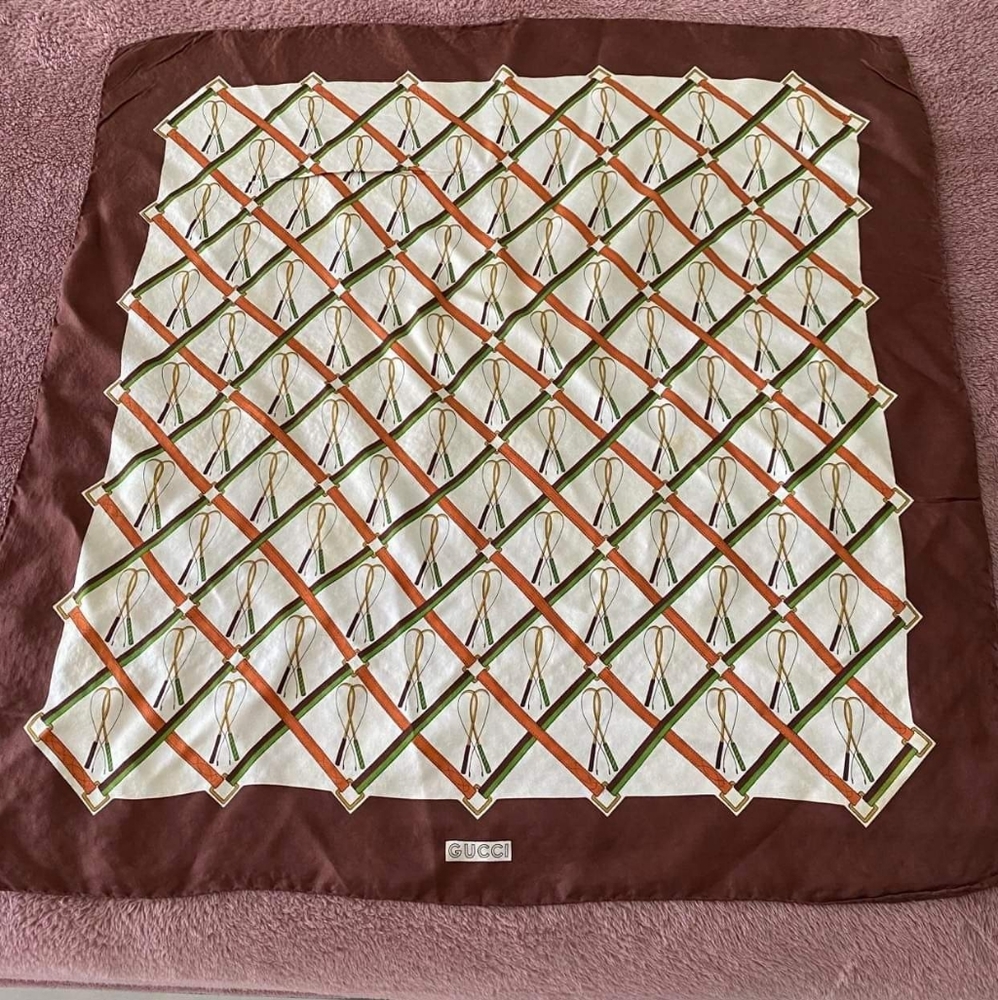 GUCCI Silk Scarf VINTAGE & RARE Equestrian Pattern